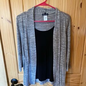 Olivia Blu Gray Open-Front Sweater
